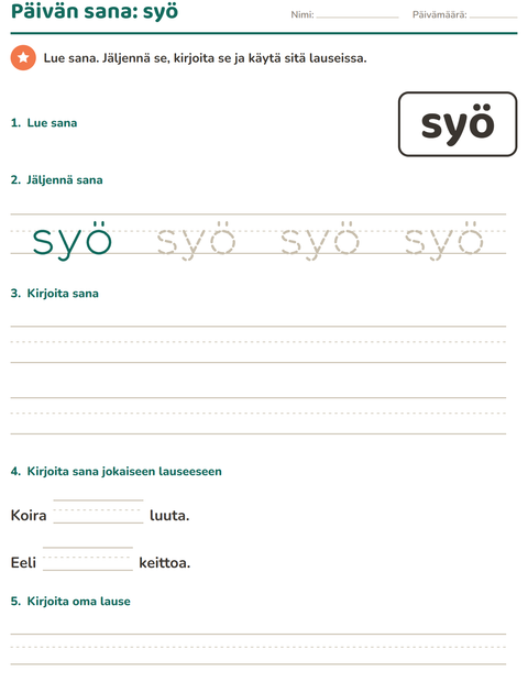 Esikatselu: Yleiset sanat-tehtäväarkki, Esiopetus