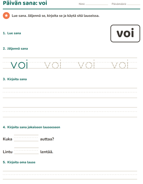 Esikatselu: Yleiset sanat-tehtäväarkki, Esiopetus