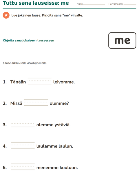 Esikatselu: Yleiset sanat-tehtäväarkki, Esiopetus