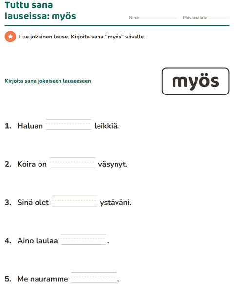 Esikatselu: Yleiset sanat-tehtäväarkki, Esiopetus