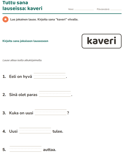 Esikatselu: Yleiset sanat-tehtäväarkki, Esiopetus