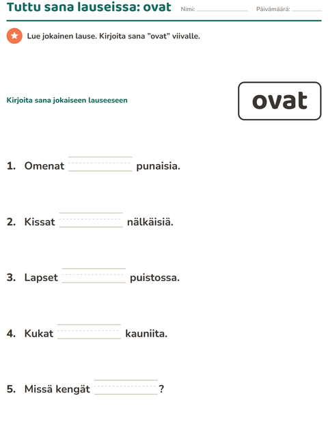 Esikatselu: Yleiset sanat-tehtäväarkki, Esiopetus