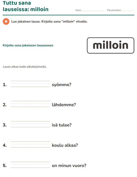 Esikatselu: Yleiset sanat-tehtäväarkki, Esiopetus