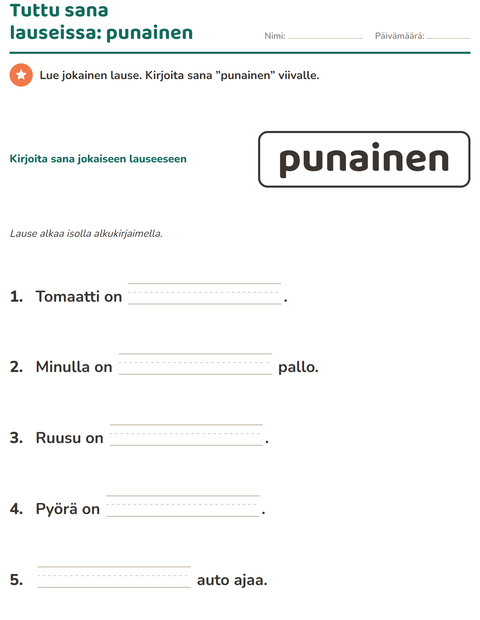 Esikatselu: Yleiset sanat-tehtäväarkki, Esiopetus