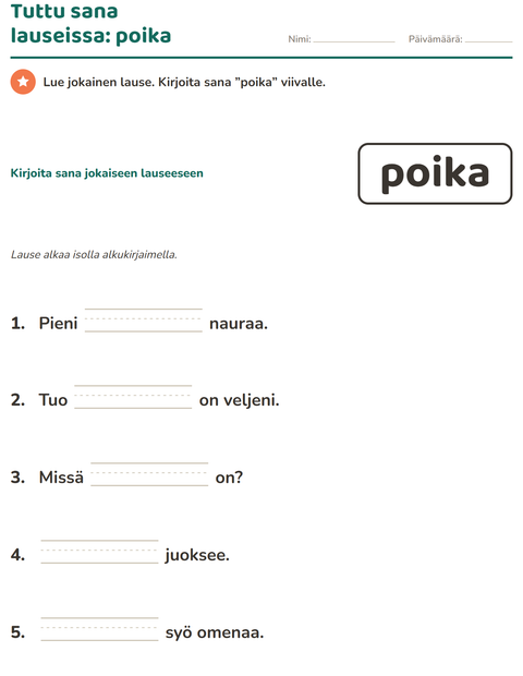 Esikatselu: Yleiset sanat-tehtäväarkki, Esiopetus