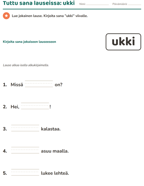 Esikatselu: Yleiset sanat-tehtäväarkki, Esiopetus