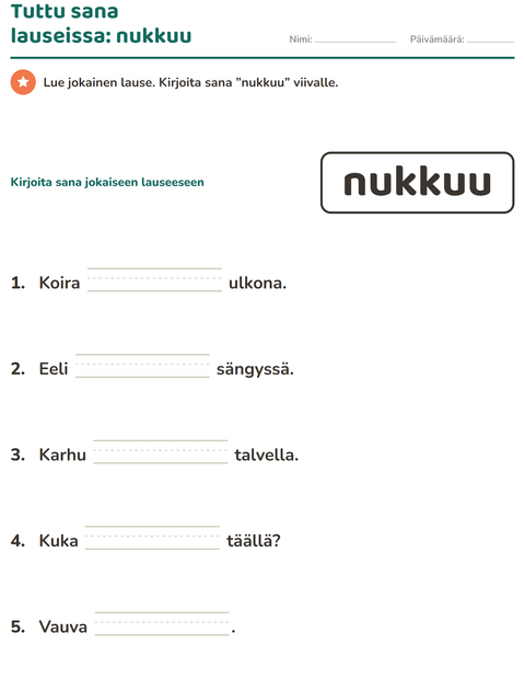Esikatselu: Yleiset sanat-tehtäväarkki, Esiopetus