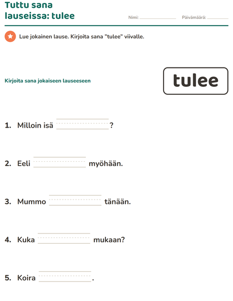 Esikatselu: Yleiset sanat-tehtäväarkki, Esiopetus