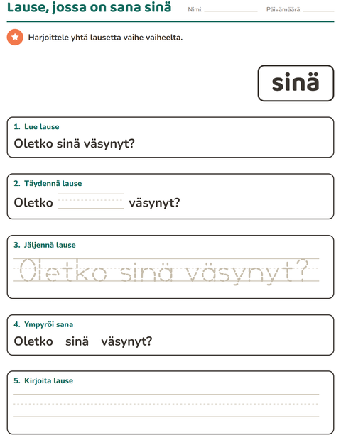 Esikatselu: Yleiset sanat-tehtäväarkki, Esiopetus