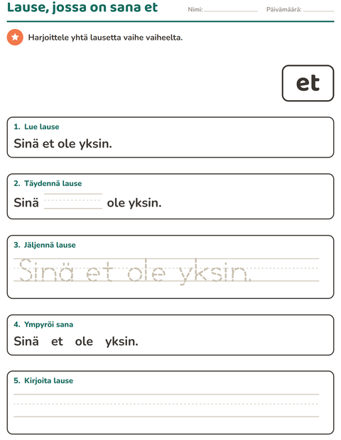 Esikatselu: Yleiset sanat-tehtäväarkki, Esiopetus