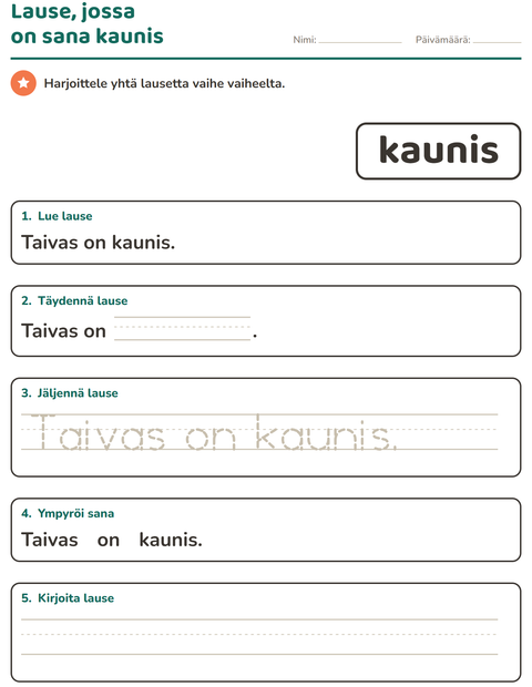 Esikatselu: Yleiset sanat-tehtäväarkki, Esiopetus