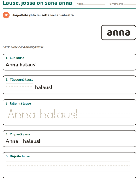 Esikatselu: Yleiset sanat-tehtäväarkki, Esiopetus