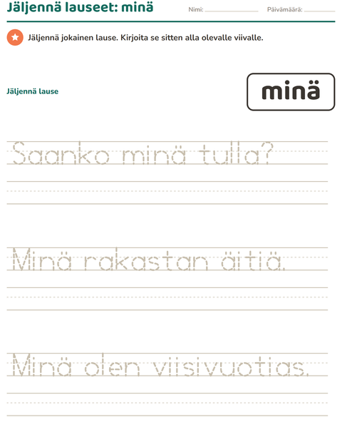 Esikatselu: Yleiset sanat-tehtäväarkki, Esiopetus