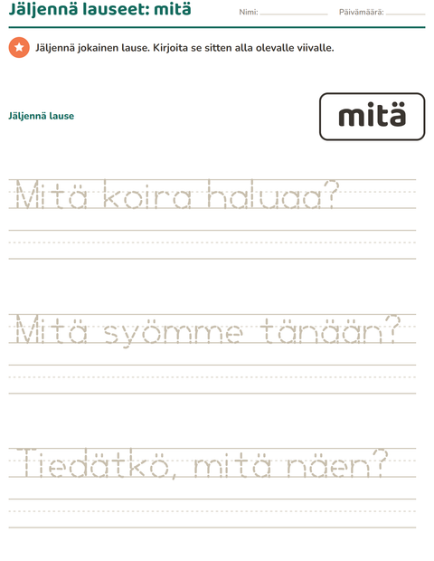 Esikatselu: Yleiset sanat-tehtäväarkki, Esiopetus