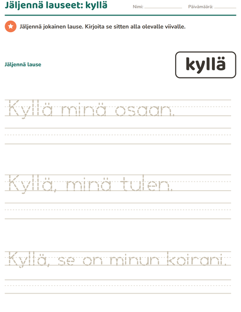 Esikatselu: Yleiset sanat-tehtäväarkki, Esiopetus
