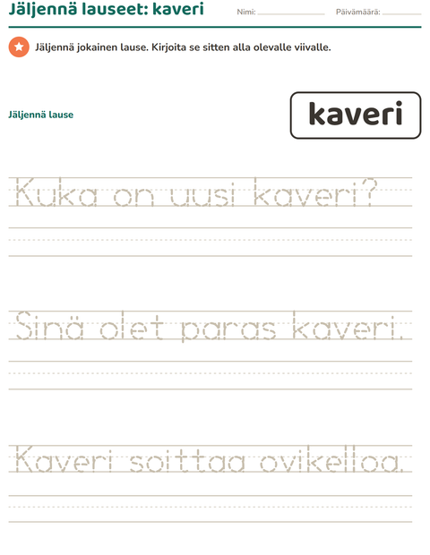Esikatselu: Yleiset sanat-tehtäväarkki, Esiopetus