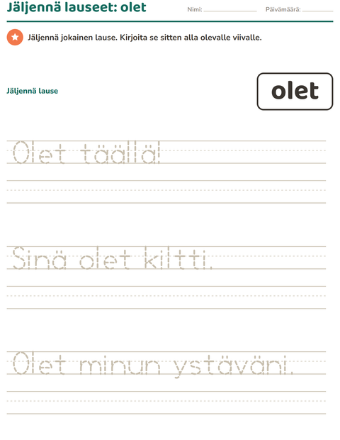 Esikatselu: Yleiset sanat-tehtäväarkki, Esiopetus