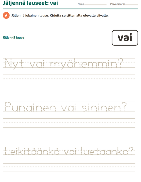 Esikatselu: Yleiset sanat-tehtäväarkki, Esiopetus
