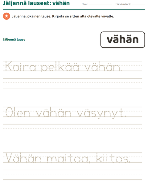 Esikatselu: Yleiset sanat-tehtäväarkki, Esiopetus