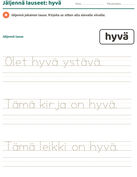 Esikatselu: Yleiset sanat-tehtäväarkki, Esiopetus