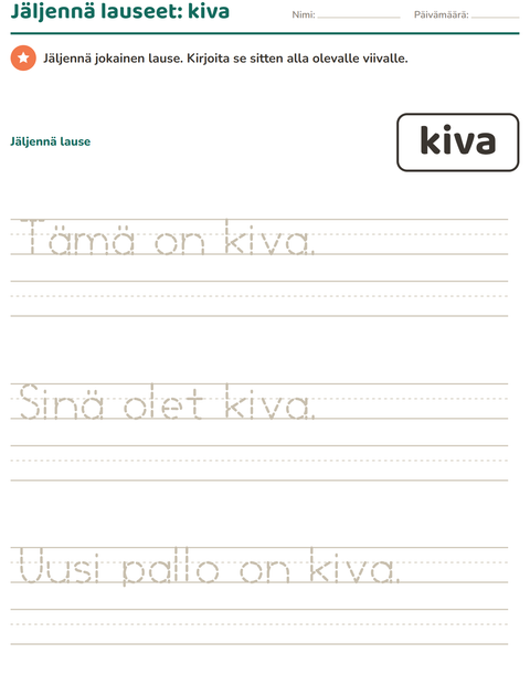 Esikatselu: Yleiset sanat-tehtäväarkki, Esiopetus