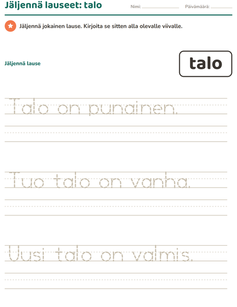 Esikatselu: Yleiset sanat-tehtäväarkki, Esiopetus