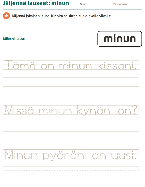Esikatselu: Yleiset sanat-tehtäväarkki, Esiopetus