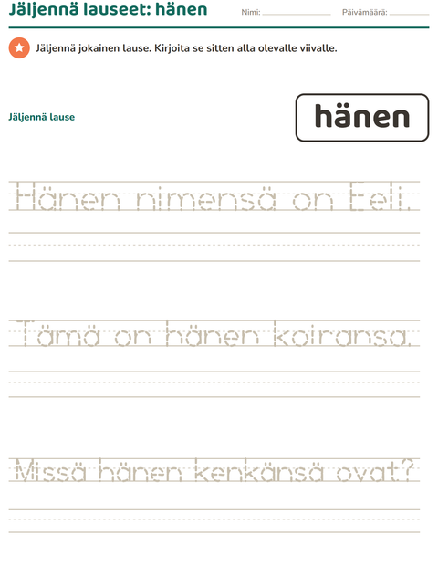 Esikatselu: Yleiset sanat-tehtäväarkki, Esiopetus