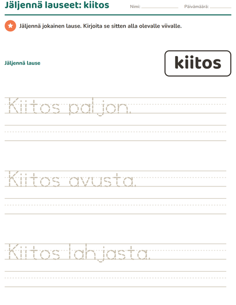 Esikatselu: Yleiset sanat-tehtäväarkki, Esiopetus