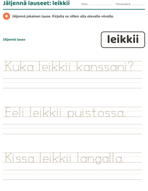 Esikatselu: Yleiset sanat-tehtäväarkki, Esiopetus