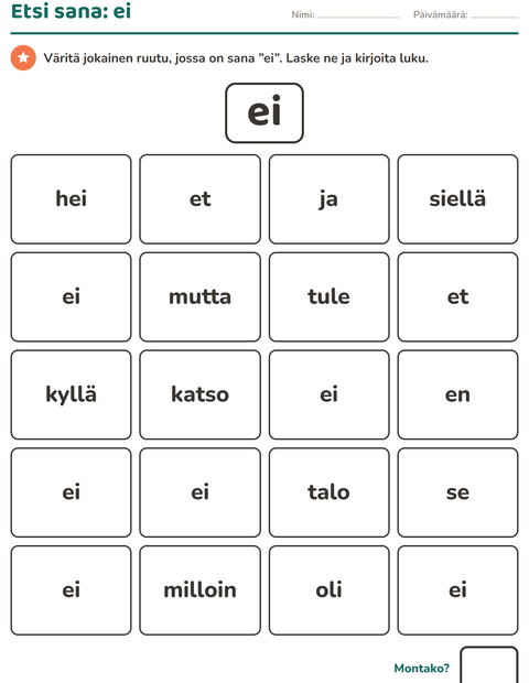 Esikatselu: Yleiset sanat-tehtäväarkki, Esiopetus