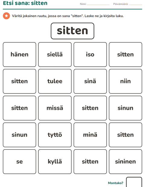 Esikatselu: Yleiset sanat-tehtäväarkki, Esiopetus