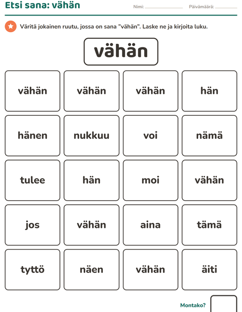 Esikatselu: Yleiset sanat-tehtäväarkki, Esiopetus