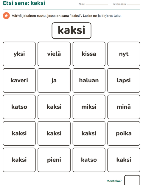 Esikatselu: Yleiset sanat-tehtäväarkki, Esiopetus