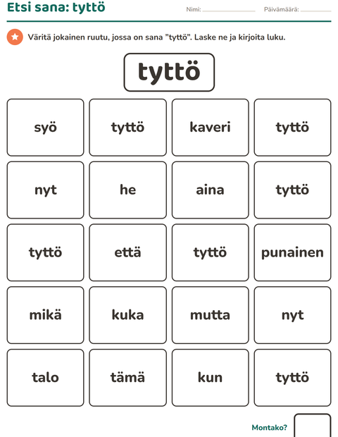 Esikatselu: Yleiset sanat-tehtäväarkki, Esiopetus