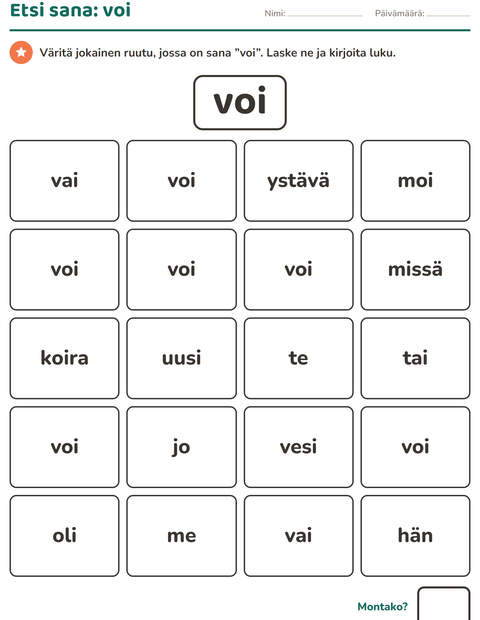 Esikatselu: Yleiset sanat-tehtäväarkki, Esiopetus