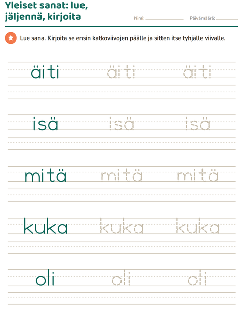 Esikatselu: Yleiset sanat-tehtäväarkki, Esiopetus