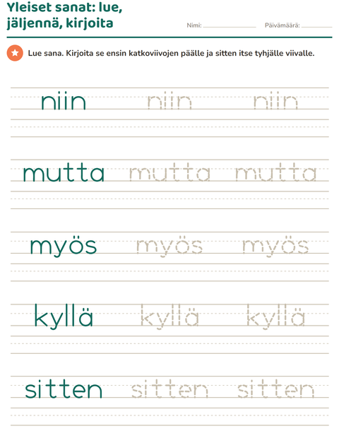 Esikatselu: Yleiset sanat-tehtäväarkki, Esiopetus