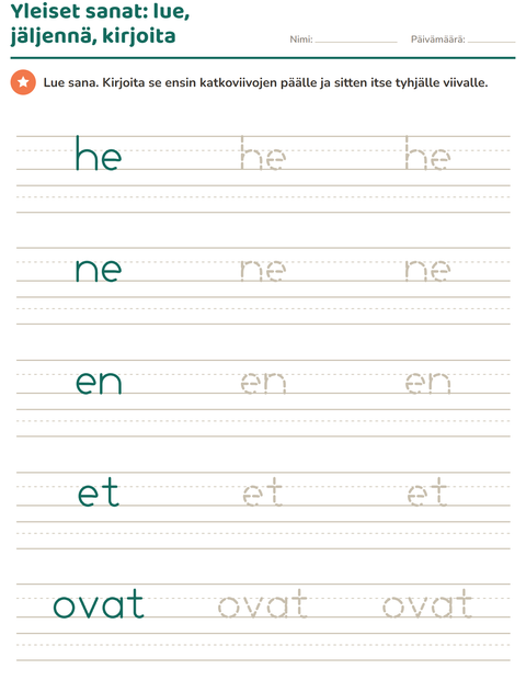 Esikatselu: Yleiset sanat-tehtäväarkki, Esiopetus