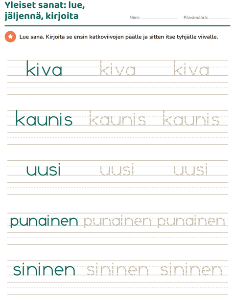 Esikatselu: Yleiset sanat-tehtäväarkki, Esiopetus