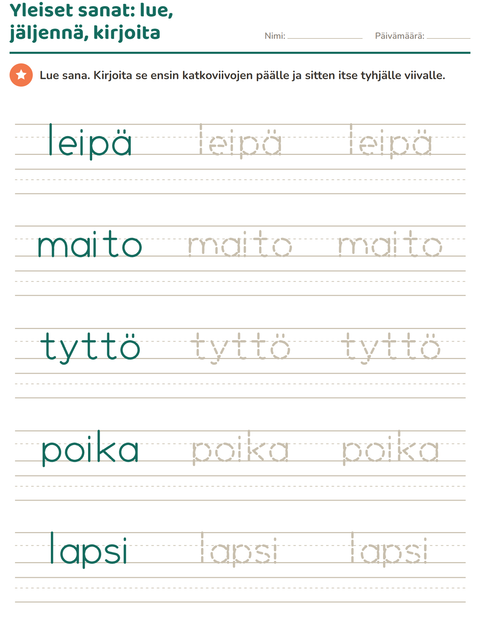 Esikatselu: Yleiset sanat-tehtäväarkki, Esiopetus