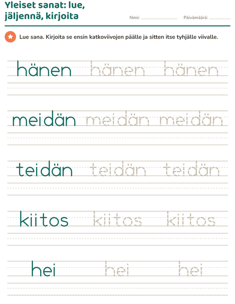 Esikatselu: Yleiset sanat-tehtäväarkki, Esiopetus