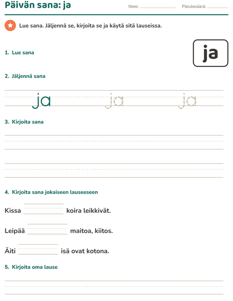 Esikatselu: Yleiset sanat-tehtäväarkki, Esiopetus