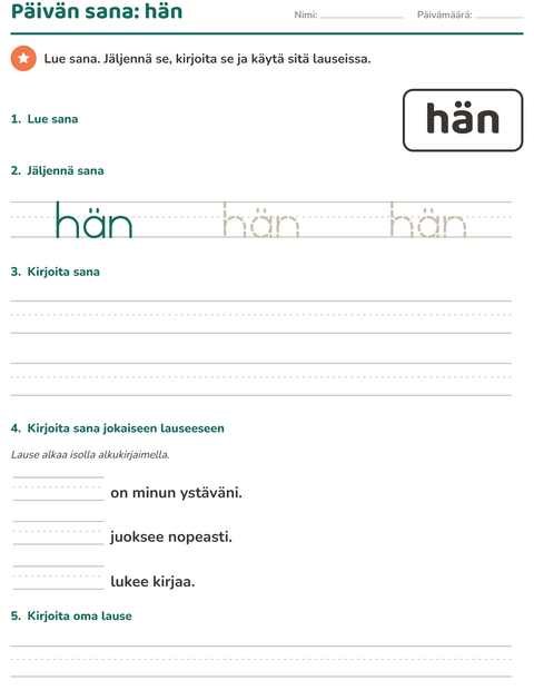 Esikatselu: Yleiset sanat-tehtäväarkki, Esiopetus