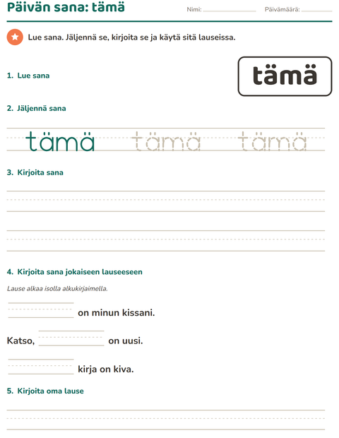Esikatselu: Yleiset sanat-tehtäväarkki, Esiopetus