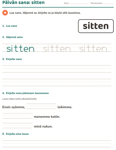 Esikatselu: Yleiset sanat-tehtäväarkki, Esiopetus