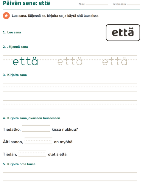 Esikatselu: Yleiset sanat-tehtäväarkki, Esiopetus