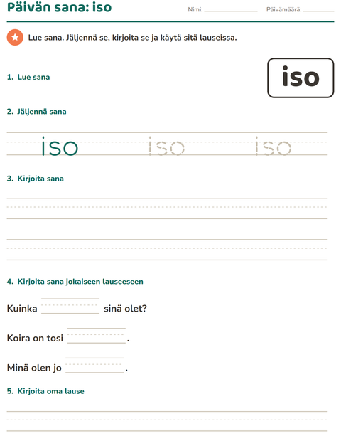 Esikatselu: Yleiset sanat-tehtäväarkki, Esiopetus