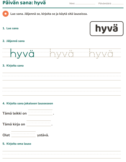 Esikatselu: Yleiset sanat-tehtäväarkki, Esiopetus