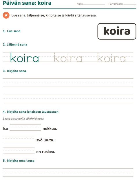 Esikatselu: Yleiset sanat-tehtäväarkki, Esiopetus